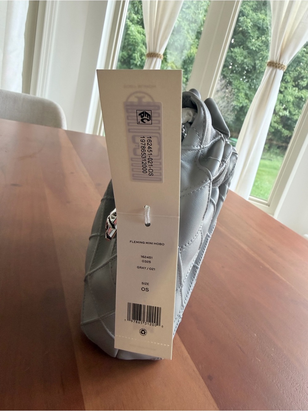 π©Ά NWT Tory Burch Mini Fleming Soft Hobo Gray | Leather Crossbody | Dust Bag β¨ - Picture 6 of 10